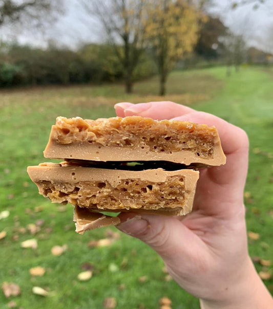 The Homemade Caramel Cornflake Filled Handmade Blonde Chocolate Bar